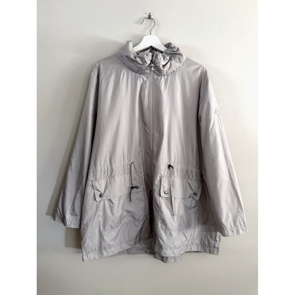Barbour Jacket Men 2X Beige Hooded Lightweight Utility Rain Coat Gorpcore